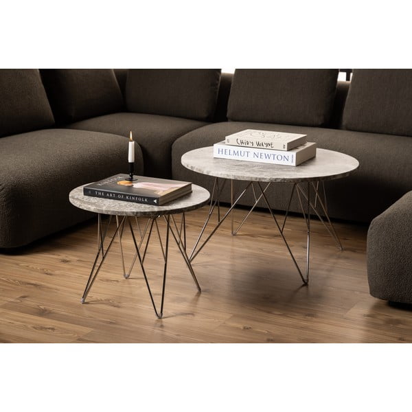 Šedý mramorový kulatý konferenční stolek ø 80 cm Prunus – Actona-image-3