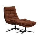 Hnědé otočné žinylkové křeslo s podnožkou Kube – WOOOD