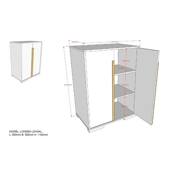Tmavě šedá dětská skříňka 98x116 cm London - Vipack-image-4