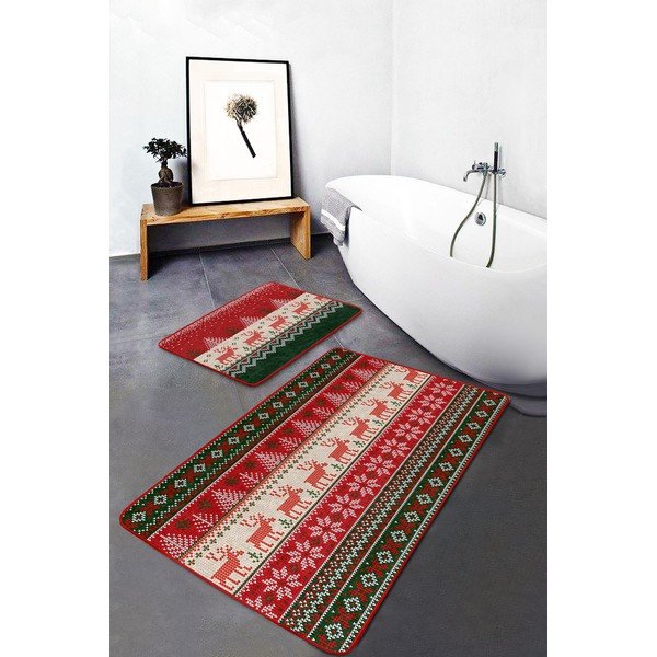 Sametové koupelnové předložky v sadě 2 ks 60x100 cm Merry Christmas – Mila Home-image-2