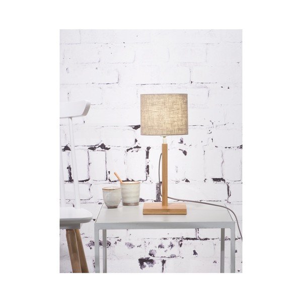 Stolní lampa se světle béžovým stínidlem a konstrukcí z bambusu Good&Mojo Fuji-image-1