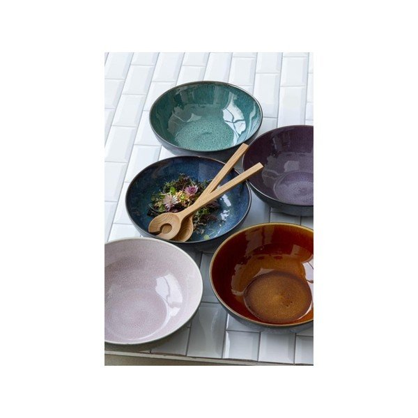 Černá kameninová salátová mísa s vnitřní glazurou ve fialové barvě Bitz Mensa, průměr 30 cm-image-1