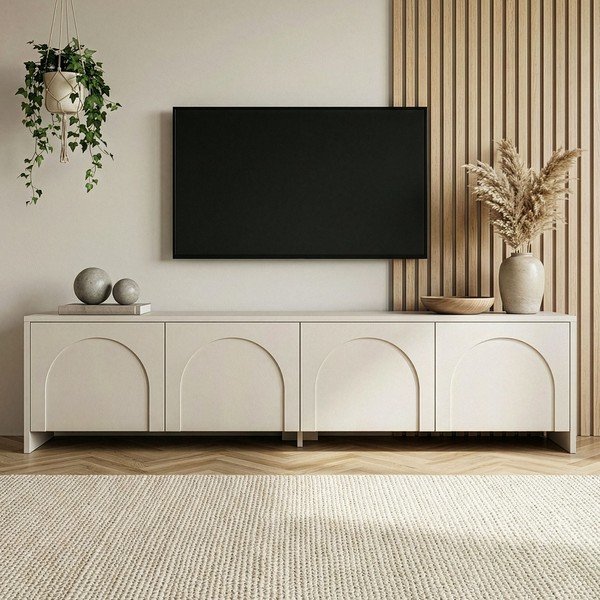Krémový TV stolek 180x45x32 cm Aurelia – Kalune Design-image-2