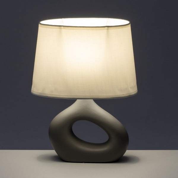Bílo-šedá keramická stolní lampa s textilním stínidlem (výška 30 cm) – Casa Selección-image-1