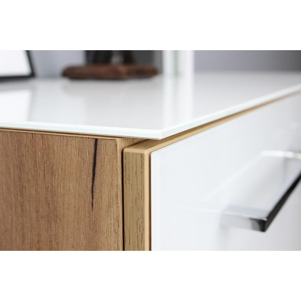 Bílá přírodní skříňka v dekoru dubu 80x120 cm Monteria – Germania-image-3