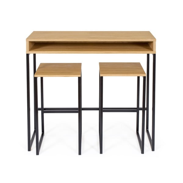 Černá/v přírodní barvě barová stolička v dekoru dubu Frame – Woodman-image-3