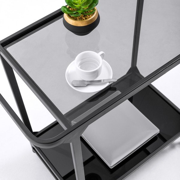 Černý kovový pojízdný vozík Kave Home Duilia-image-1