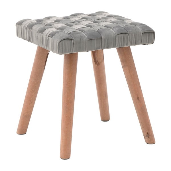Stolička s dřevěnými nohami a sametovým polstrování v šedé barvě InArt Deborah