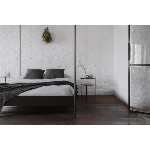 Černá ocelová dvoulůžková postel bez čela/s nebesy s roštem 180x200 cm Eton – noo.ma-image-3