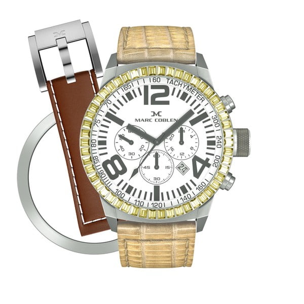 Dámské hodinky Marc Coblen s páskem a kroužkem navíc P69