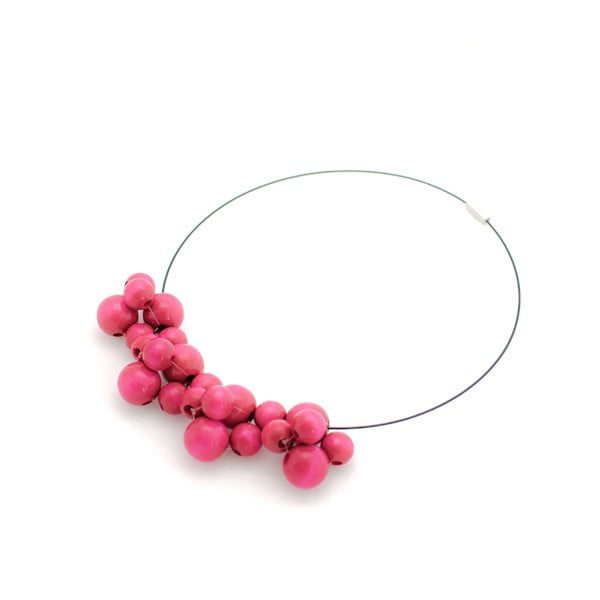 Růžový dřevěný náhrdelník Ko–ra–le Bubbles