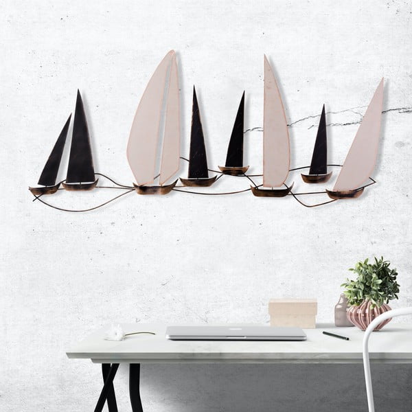 Kovová nástěnná dekorace 117x52 cm Ocean – Wallity-image-2