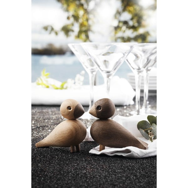 Sada 2 sošek z masivního dubového dřeva Kay Bojesen Denmark Lovebirds-image-2