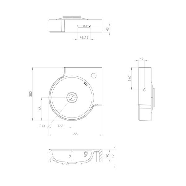 Bílé kulaté umyvadlo z litého mramoru 38x38 cm Kaori – Sapho-image-3