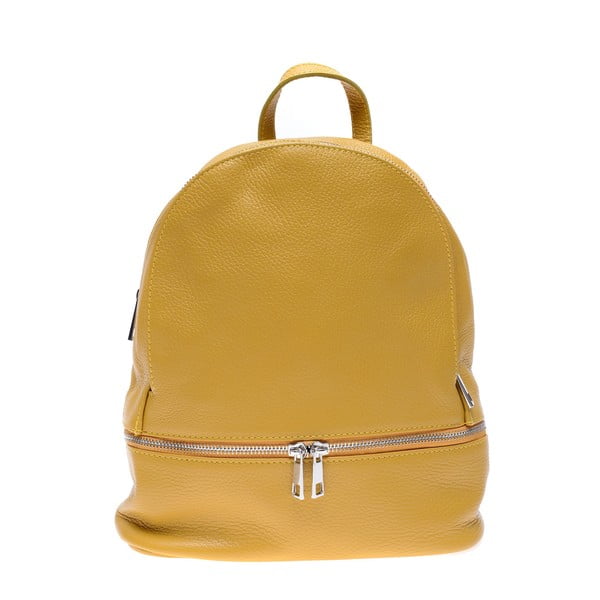 Žlutý kožený batoh na zip Anna Luchini