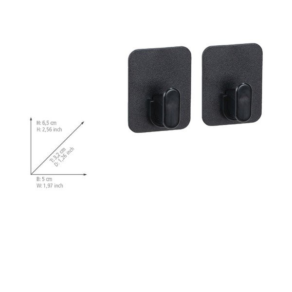 Černé plastové háčky v sadě 2 ks bez vrtání Parma – Allstar-image-4