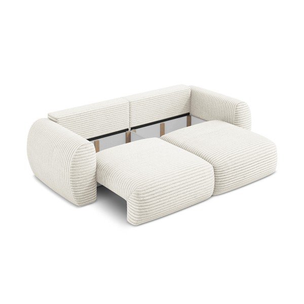 Béžová manšestrová rozkládací/s úložným prostorem pohovka 266 cm Kini – Makamii-image-4