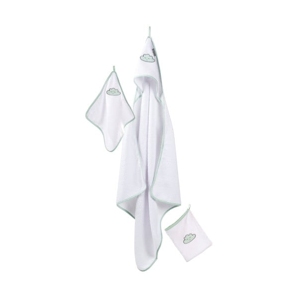 Bílá bavlněná dětská osuška s kapucí 80x80 cm Happy Cloud – Roba