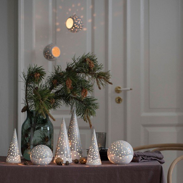 Bílý vánoční závěsný svícen z kostního porcelánu Kähler Design Nobili, ⌀ 12 cm-image-3