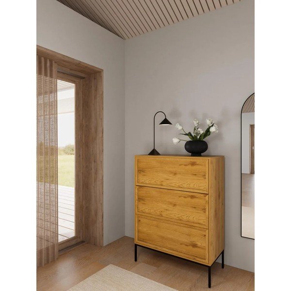 Komoda v dekoru dubu v přírodní barvě 80x110x40 cm Palmdale – Actona-image-1