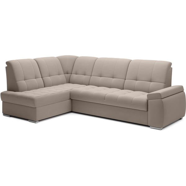 Béžová sametová rozkládací/s úložným prostorem rohová pohovka (levý roh/do L) Sado – ELTAP-image-2