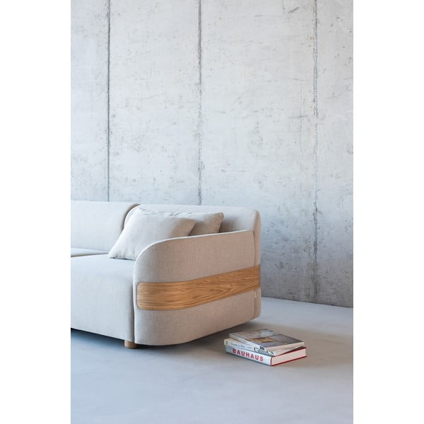 Světle šedý modul pohovky (pravý roh) ze směsi vlny a lnu Hugg – Gazzda-image-1