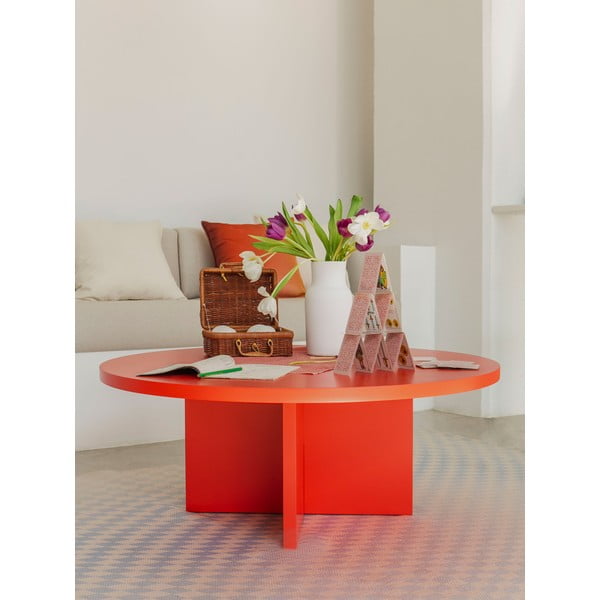 Červený kulatý konferenční stolek ø 100 cm Pausa – Really Nice Things-image-2