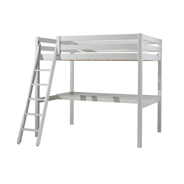 Bílá vyvýšená dětská postel z borovicového dřeva 140x200 cm PINO – Vipack