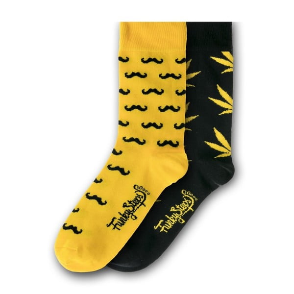 Sada 2 párů ponožek Funky Steps Yellow, velikost 39 – 45