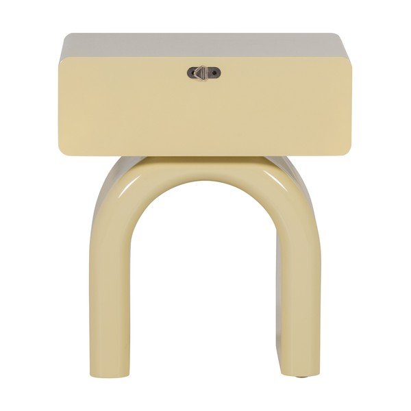 Světle žlutý lesklý noční stolek Zorel – WOOOD-image-4