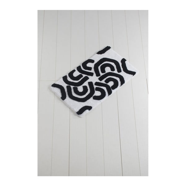 Černo-bílá koupelnová předložka Waves Laturo, 100 x 60 cm