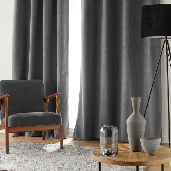 Antracitový sametový závěs 140x260 cm Olympe – douceur d'intérieur-image-2