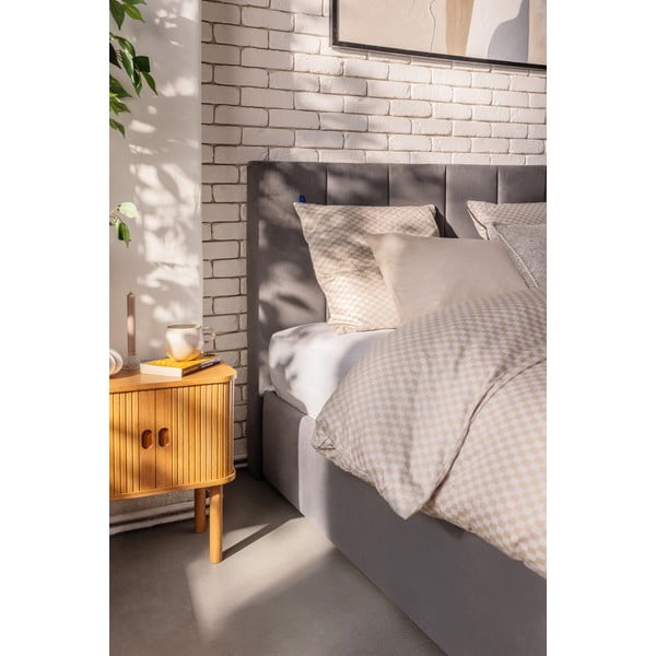 Šedá čalouněná dvoulůžková postel s úložným prostorem s roštem 160x200 cm Thessa Bold Line – Bonami Selection-image-3