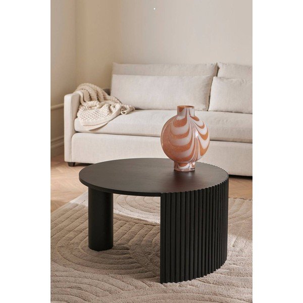 Černý kulatý konferenční stolek s deskou z mangového dřeva ø 80 cm Bisselina – Ellos Home-image-1