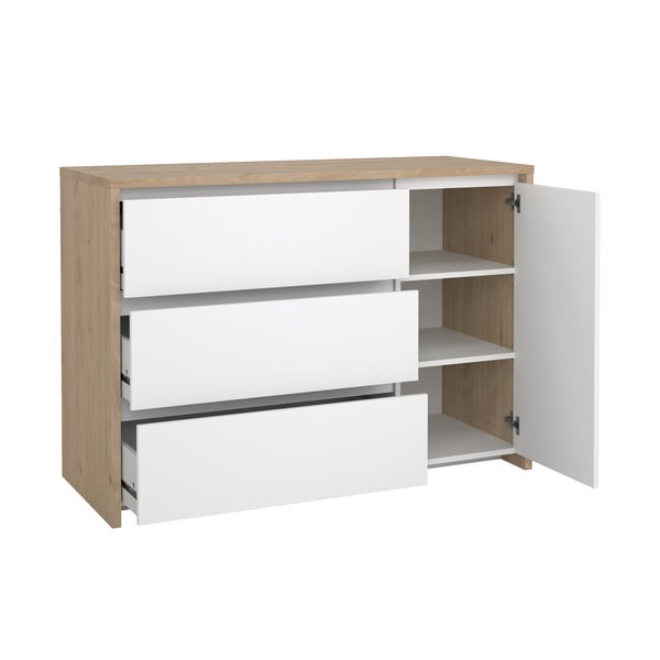 Bílá/v přírodní barvě komoda v dekoru dubu 119x84x48 cm Next – Tvilum-image-3