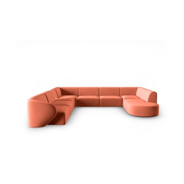 Růžová sametová rohová pohovka (levý roh/do "U") Paolo – Milo Casa