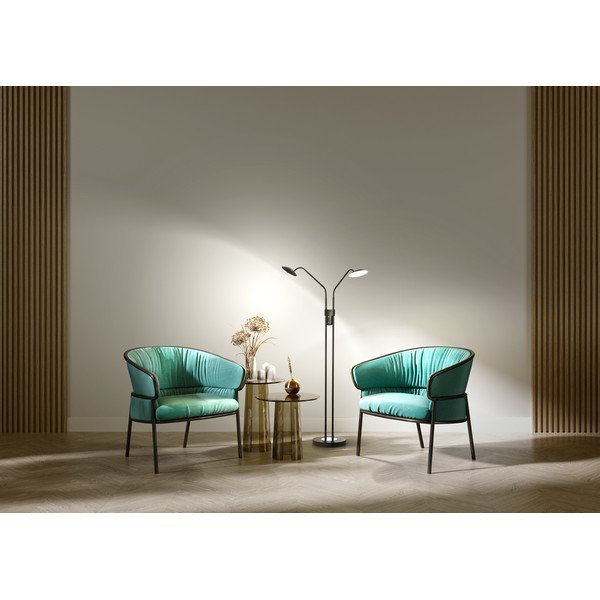 Černá LED stmívatelná stojací lampa se skleněným stínidlem (výška 135 cm) Tallri – Fischer & Honsel-image-1