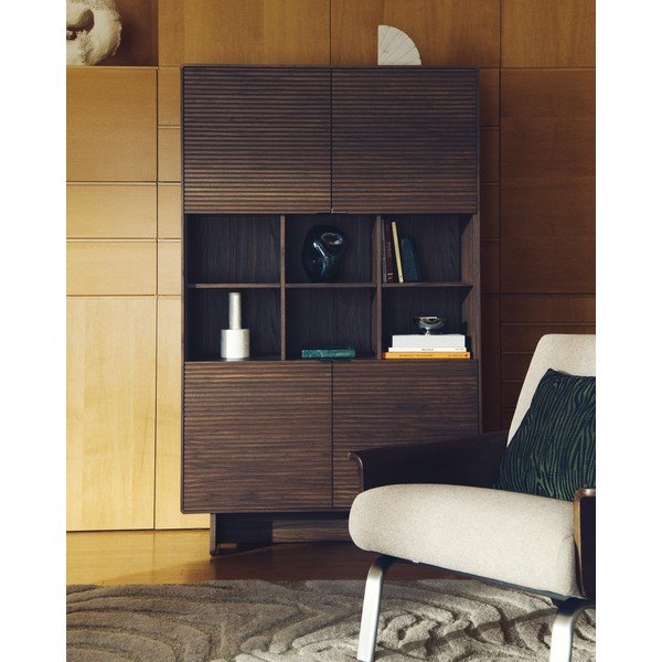 Tmavě hnědá skříňka v dekoru ořechu 100x163x40 cm Norlen – Kave Home-image-1