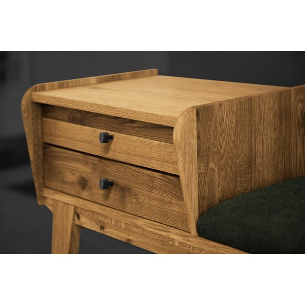 Lavice se zásuvkami z dubového dřeva se zeleným sedákem Retro - The Beds-image-4