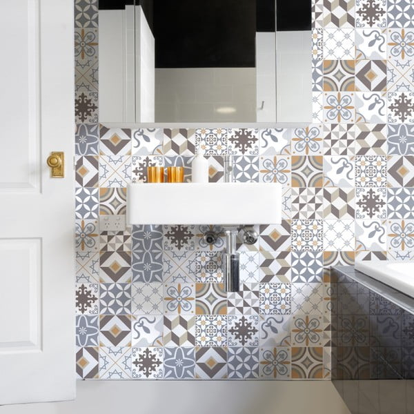 Sada 60 nástěnných samolepek Ambiance Cement Tiles Liliania, 15 x 15 cm-image-3