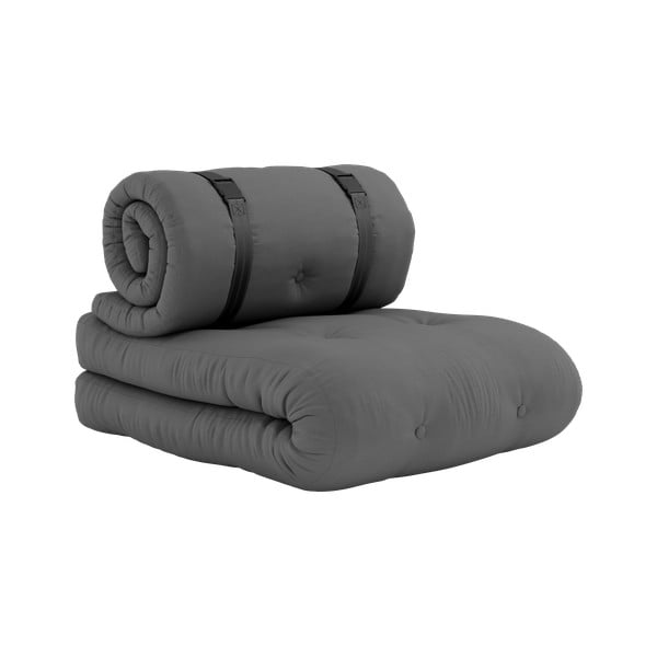 Tmavě šedé rozkládací křeslo vhodné do exteriéru Karup Design Design OUT™ Buckle Up Dark Grey