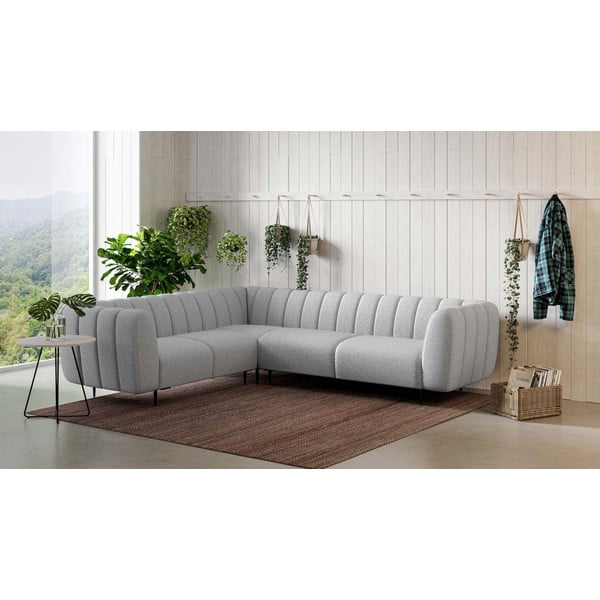 Světle šedá rohová pohovka (levý roh/do L) Shel – Ghado-image-1