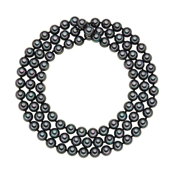 Náhrdelník s antracitově černými perlami ⌀ 8 mm Perldesse Muschel, délka 90 cm