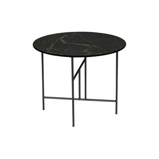 Černý konferenční stůl s porcelánovou deskou WOOOD Vida, ⌀ 60 cm
