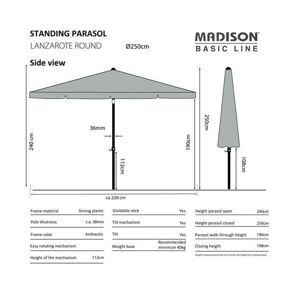 Zelený slunečník ø 250 cm Lanzarote - Madison-image-1