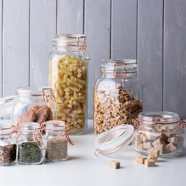 Skleněná dóza s detaily v měděné barvě Sabichi, 1,5 l-image-1