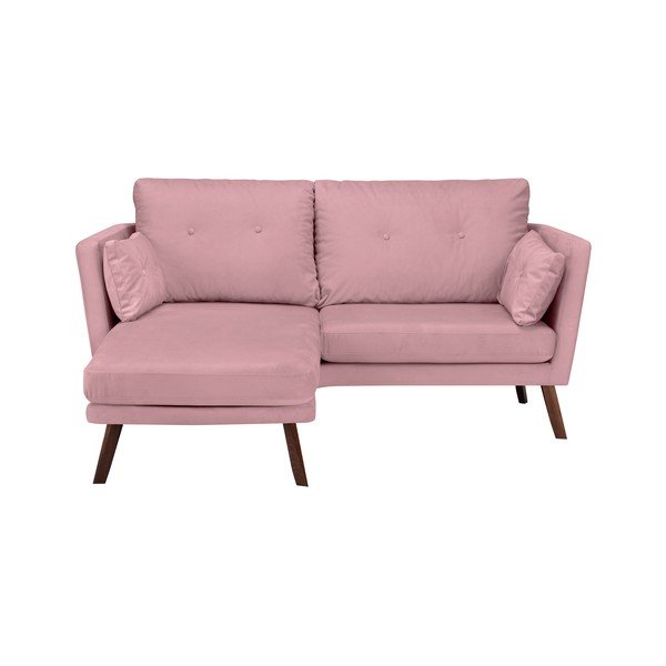 Světle růžová třímístná pohovka Mazzini Sofas Elena, s lenoškou na levém rohu-image-4