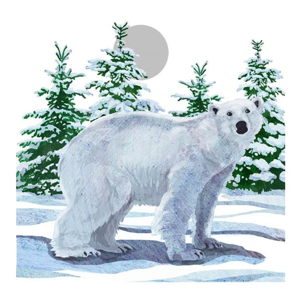 Balení 10 papírových ubrousků s vánočním motivem PPD Snow Bear