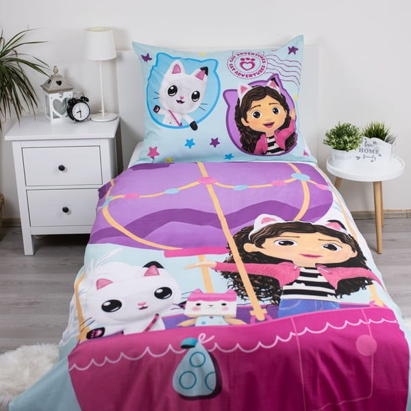 Bavlněné dětské povlečení na jednolůžko 140x200 cm Gabby's Dollhouse "Balloon"  – Jerry Fabrics-image-1