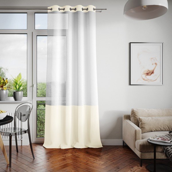 Bílo-béžový závěs AmeliaHome Irvelette Eyelets, 140 x 270 cm-image-2